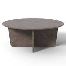 In occasional tables, darker tones and heavier materials, like a wood coffee table, take up more visual space than, say, a glass coffee table. Tableau Round Coffee Table Dark Atlantico Limestone Rouse Home