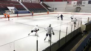 The oilers currently play their home games at rogers place, an arena that was built in 2014 for the team. Blog Oilers Practice At Penn Ice Rink