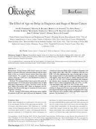 The chance of making a. Pdf The Effect Of Age On Delay In Diagnosis And Stage Of Breast Cancer