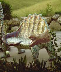 Whimsical Concrete Mosaic Sculpture And Art By Jynja Mosaic Art Mosaic Furniture Mosaic Artwork