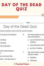 This traditional mexican bread is baked during the weeks leading up to the day of the dead. Printable Day Of The Dead Quiz Teaching Dia De Los Muertos Grades 4 12 Teaching Day Of The Dead Reading Comprehension