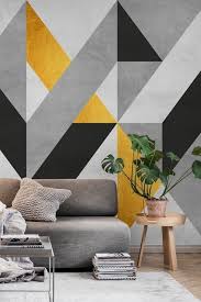 Interior With Geometric Art Living Room In 2020 Bedroom Wall Designs Bedroom Wall Paint Wall Paint Designs