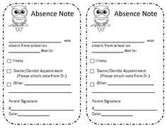 Absence Excuse from School Note | Pinterest | Classroom attendance ...