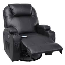 Tangkula Pu Leather Ergonomic Heated Massage Recliner Sofa Chair Deluxe Lounge Executive W Control Black Chair Reclining Sofa Home Cinema Seating