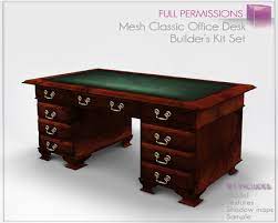 Classic office desk (page 1). Second Life Marketplace Full Perm Mesh Classic Boss Office Desk Mesh Furniture Builder S Kit Set