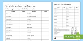 It's also widely spoken in india and places that have large numbers of expats from these countries. Sports Vocabulary Spanish To English Translation Worksheet Worksheet