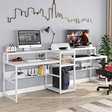 Check spelling or type a new query. Buy Tribesigns 94 5 Inch Double Computer Desk With Storage Shelf Extra Long Two Persons Desk With Printer Shelf Large Office Desk Study Writing Table For Home Office White Online In Turkey B08xymrkbf