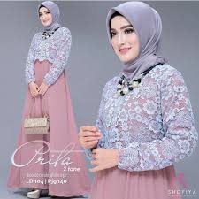 Model baju gamis terbaru 2021: Model Baju Gamis Brokat Modern Remaja Terbaik 2021 Qibul Fashion