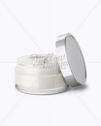 Opened Clear Cream Jar With Metallic Cap Mockup High Angle Shot In Jar Mockups On Yellow Images Object Mockups High Angle Shot High Angle Clear Face Cream