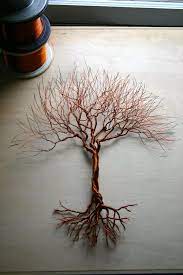 Medium Tree 17 X 15 Made From Copper Wire Metal Tree Wall Art Wire Tree Sculpture Copper Wire Art
