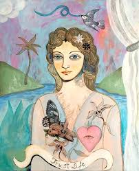 Trust Life Original Painting By Mercedes Lagunas Portrait Art Painting Colorful Portrait Flower Art Painting Whimsical Art