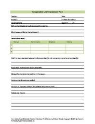 Cooperative Learning Lesson Plan Template Education Lesson Plans Lesson Plan Templates Physical Education Lessons