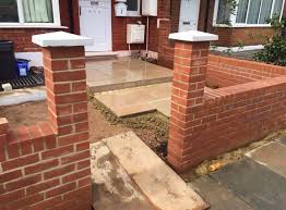 Front Garden Wall In 9 Stretcher Bond With Piers And Boe Wrought Iron Railings And Gate To Be Added And Patio To Be F Patio Wrought Iron Railing Iron Railing