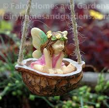 Fairy Girl In Walnut Shell Swing In 2020 Garden Fairies Figurines Fairy Figurines Miniature Fairy Figurines