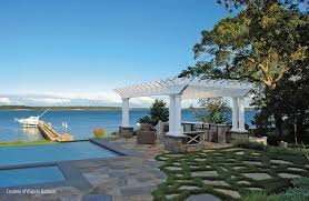 Pergola With Lighting Stone Flagging And Outdoor Bar Traditional Patio Other By Q Design Group Llc