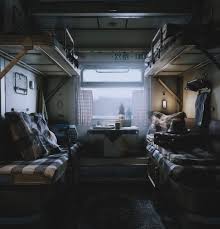 artstation endless journey egor belyakov train slytherin aesthetic cabin interiors