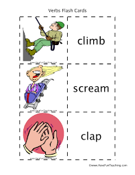 1 picture card per page. Verbs Flash Cards