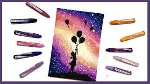 You can use them like simple pastels, with light or heavy strokes. Cara Menggambar Dan Mewarnai Langit Galaxy Dengan Crayon Oil Pastel Girl With Balloon Youtube