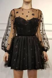 Especially Splendid Star Tulle Mini Dress Prom Dresses With Sleeves Black Lace Prom Dress Prom Dresses Short