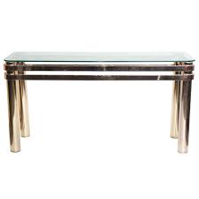 Blue console table with drawers. 1980 S Brass Glass Console Table 1stdibs Com Glass Console Table Console Table Modern Console Tables