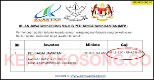 Jawatan kosong 2019 di pejabat setiausaha kerajaan negeri pahang. Jawatan Kosong Majlis Perbandaran Kuantan Mpk Pelbagai Jawatan