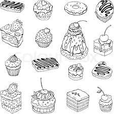 set of cute cake contour illustration vector colourbox coloriage gateau dessin orange