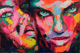 Vibrant Palette Knife Portraits Radiate Raw Emotions Easy Canvas Art Neon Art Bright Art