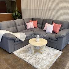 Juego sala comedor moderno lineal cuencano gran ocasion muebles. Juego De Sala Esquinero En Lino Gris Claro Con Asientos Extra Suaves Muebles Kawana