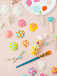 Painting ideas on canvas with acrylic. Painted Seashells Handmade Charlotte