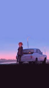 Girl With Car Anime Iphone Wallpaper Iphone Wallpapers Anime Wallpaper Iphone Anime Scenery Wallpaper Art Wallpaper Iphone