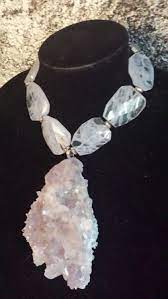 Gemmy Chunky Rare Amethyst Flower Quartz Statement Pendant Art Necklace Huge Stone Jewelry Oversized Necklace Luxury Hi Art Necklaces Jewelry Beautiful Jewelry