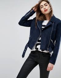 Moss Copenhagen Luxury Suede Biker Jacket Navy Blue Suede Jacket Leather Jackets Women Jacket Outfits