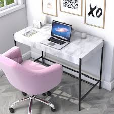Base color use an extender. White Faux Marble Desk Roxy Furniture123
