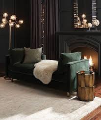 Black And Dark Green Bedroom Ideas Sophisticated Masculine Living Room With Black Walls And A Fireplace Dark Living Rooms Moody Living Room Black Living Room