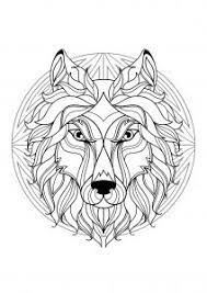 Dessin loup mandala nouveau tête de loup coloriage, 30 mandala wolf tattoos designs collection Loup 100 Mandalas Zen Anti Stress