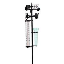 Wetterstation Mit Regenmesser Thermometer Windrichtungsanzeiger Fur Garten Ebay