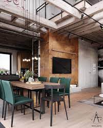 Warm Industrial Style House With Layout Industrial Style House Industrial Interior Design Modern Interior Design
