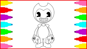 Printable bendy and the ink machine coloring pages. How To Draw Bendy Drawing And Coloring For Kids Coloring Pages For Children Youtube