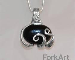 Freeform Fork Pendant With Blue Green Bead In 2020 Fork Jewelry Flatware Jewelry Vintage Spoon Jewelry