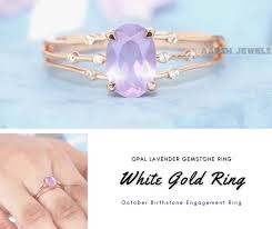 Gold Ring Rose Gold Ring Gemstone Ring Lavender Gemstone Ring Oval Cut Stone Opal Gemstone Rose Gold Birthstone Ring Octob