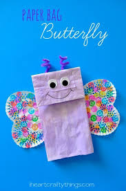 Paper Bag Butterfly Kids Craft Butterfly Crafts Bug Crafts Puppet Crafts