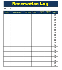 Then you'll probably find a flight and start booking advanced dining reservations. Reservation Log Templates 10 Free Printable Word Excel Samples Formats Examples