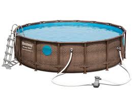 Detachable Round Tubular Pool Bestway Power Steel Rattan With Water Treatment Plant 488x122 Cm Brycus