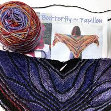 Sew them onto a hat for a fluttery touch, add them to the end of a scarf for some additional whimsy, or find your own ways to incorporate them in your other household crafts. Butterfly Papillon Shawl Kit Marin Melchior Includes Yarn Pattern Yarn Designers Boutique