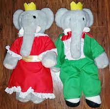 1977 King Babar And Queen Celeste Plush By Eden Dinosaur Stuffed Animal Plush I Cool