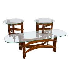 A square, clear glass top lends a. Mid Century Modern Curved Wood Lucite Coffee And Side Table Etsy