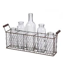 Whether you're a first time homemaker or a seasoned pro, i believe in the importance of creating a home you love. Farmhouse Chicken Wire Basket With Glass Bottles Plowhearth