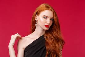 Also if you have a certain shade. Premium Photo Celebration Events Fashion Concept Surprised Elegant And Pretty Redhead Woman Ginger Hair Wear Beautiful Black Evening Dress Looking And Pointing Right Turn Attention At Interesting Promo