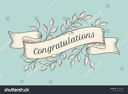 Greeting Card With Inscription Congratulations Old Vintage Ribbon Banners With Leaves And Drawing Vintage Ribbon Banner Banner Drawing Congratulations Banner