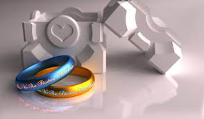 Portal Wedding Rings 4k Print By Xquatrox On Deviantart Geeky Wedding Unusual Wedding Rings Geeky Wedding Rings